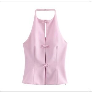 Light pink bow backless top